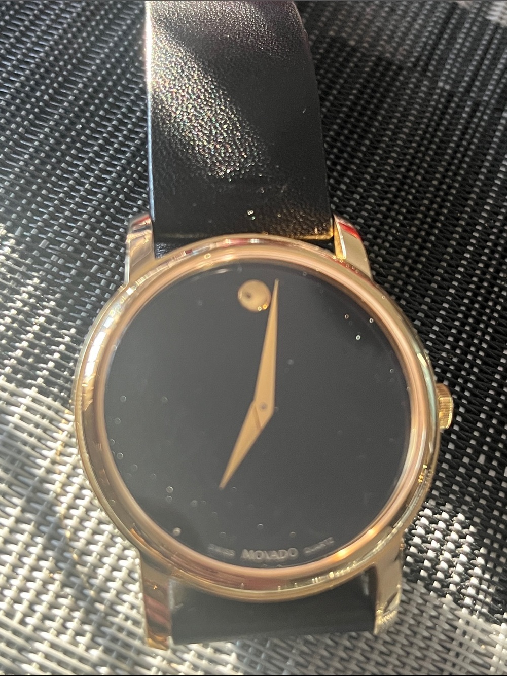 Movado Black Dial Gold-Tone Minimalist Wristwatch
